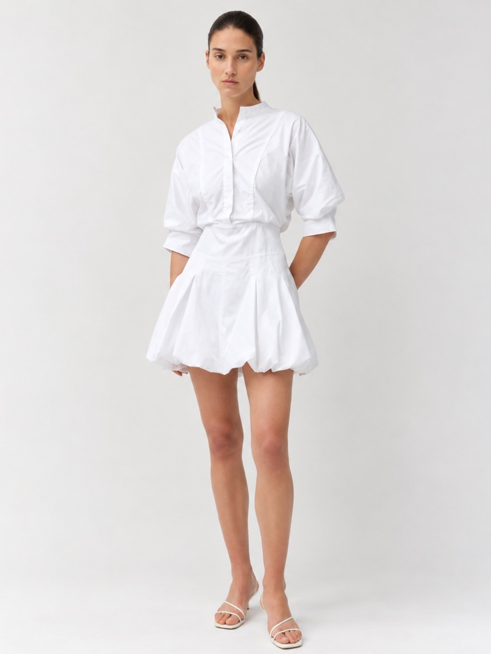 NWT Jonathan Simkhai Effie Bubble Mini Dress White